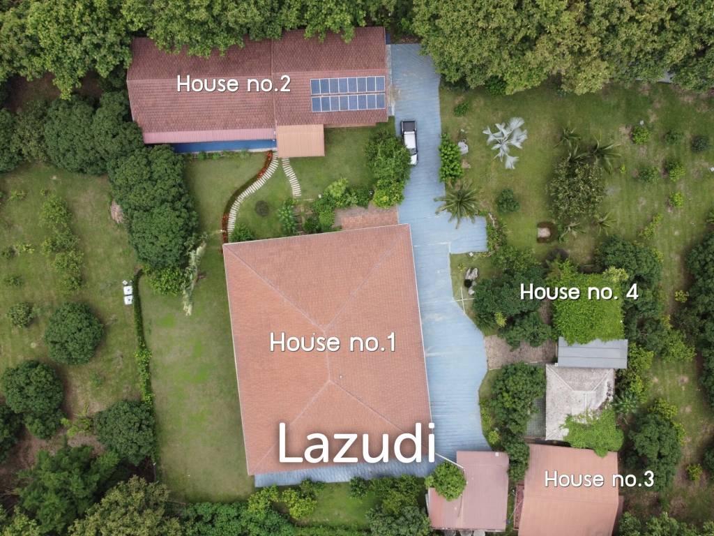 บ้าน 4 หลังพร้อมสระว่ายน้ำและศาลาเอนกประสงค์ที่ห้วยปลากั้ง