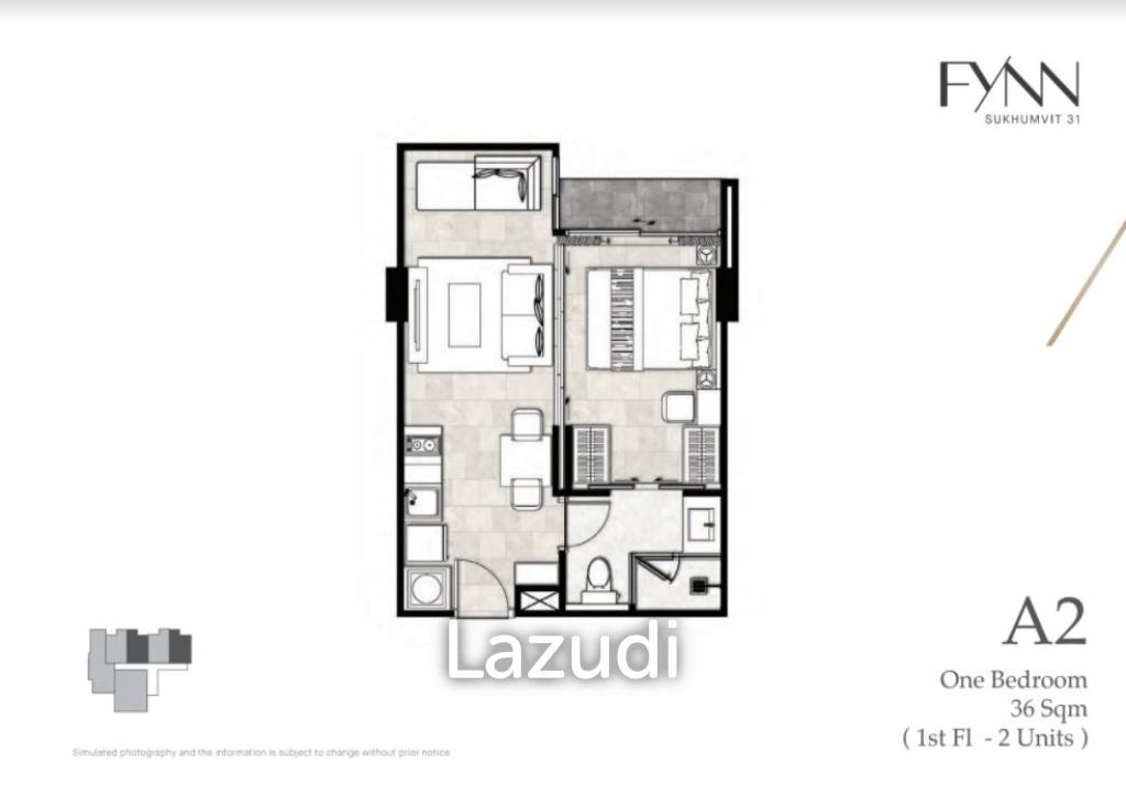 1 Bed 1 Bath 36.26 SQ.M FYNN Sukhumvit 31