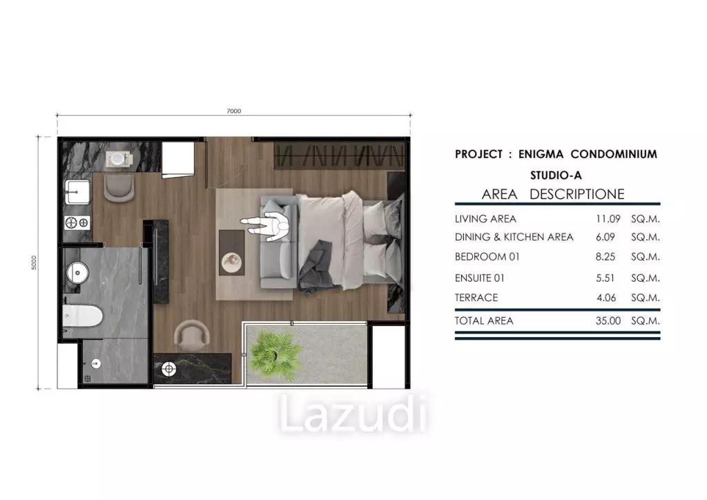 Studio 1 Bath 35 SQ.M Enigma Residence