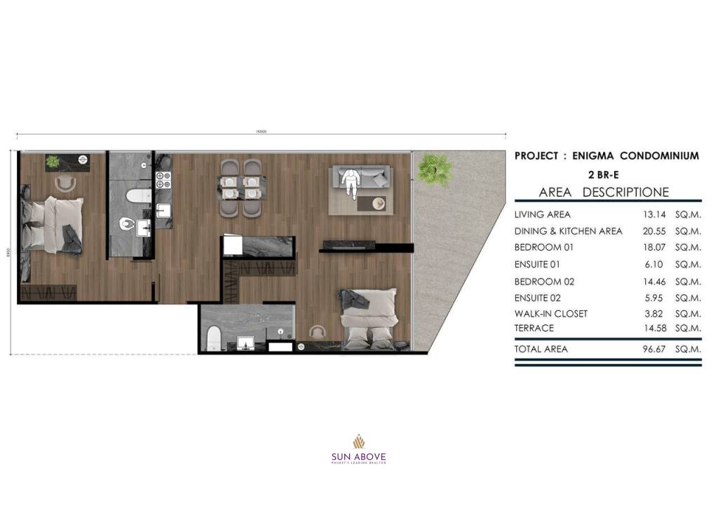 2 Bed 2 Bath 96.67 SQ.M Enigma Residence