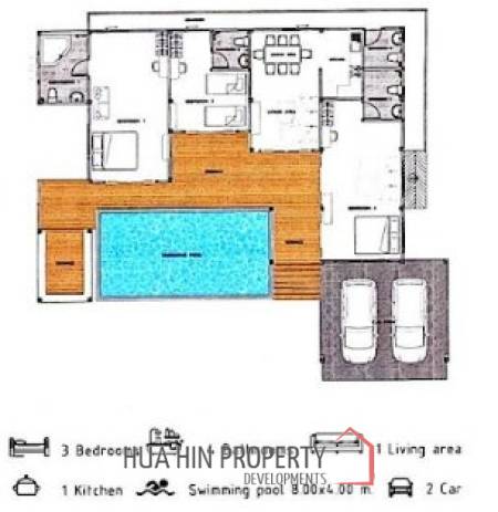 3 Beds 4 Baths 264.70 SQ.M Villa Hill Hua Hin - Pranburi