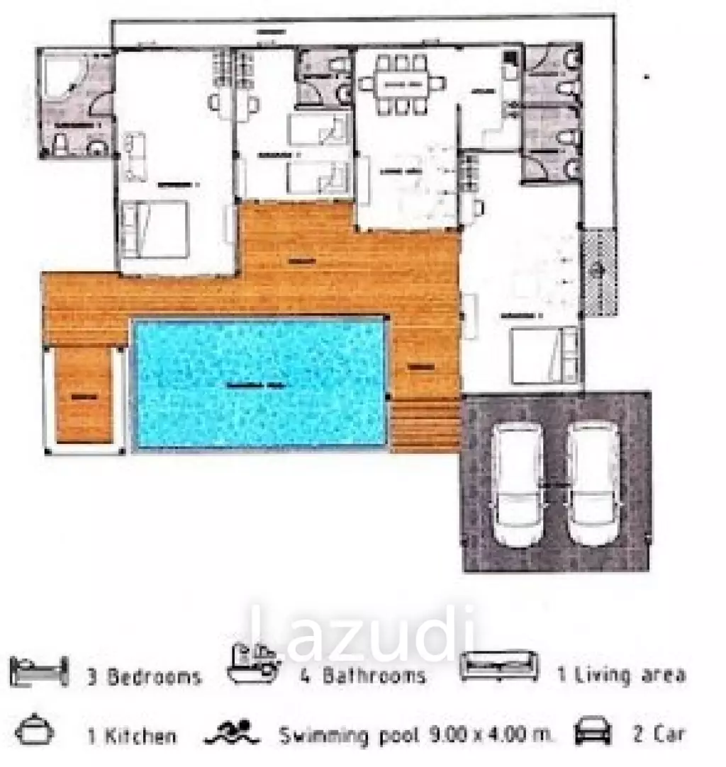 3 Beds 4 Baths 227.90 SQ.M Villa Hill Hua Hin - Pranburi