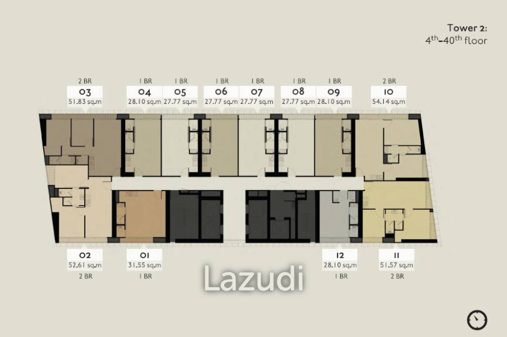 2 Bed 1 Bath 51 SQ.M Park Origin Phromphong
