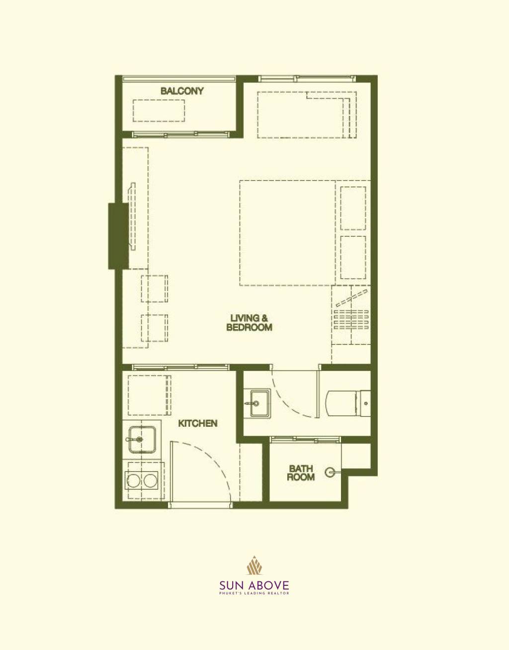 1 Bed 1 Bath 25.75 SQ.M The Base Rise