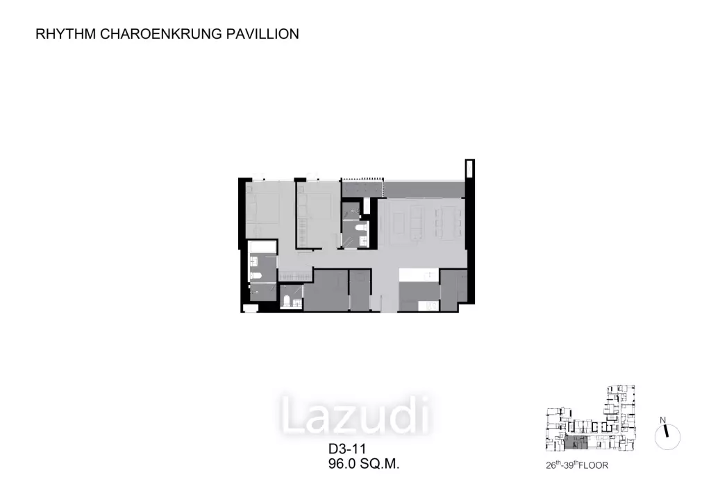 2 Bed 98 SQ.M RHYTHM Charoenkrung Pavilion