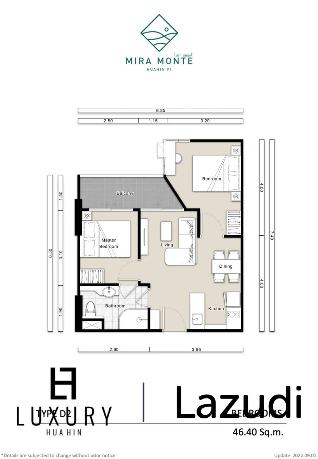 46 ตร.ม 2 เตียง 1 อาบน้ำ คอนโดมิเนียม For ขาย