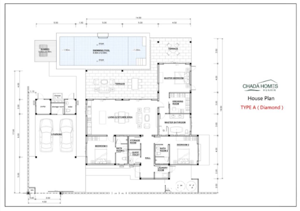 620 ตร.ม 3 เตียง 3 อาบน้ำ วิลล่า For ขาย