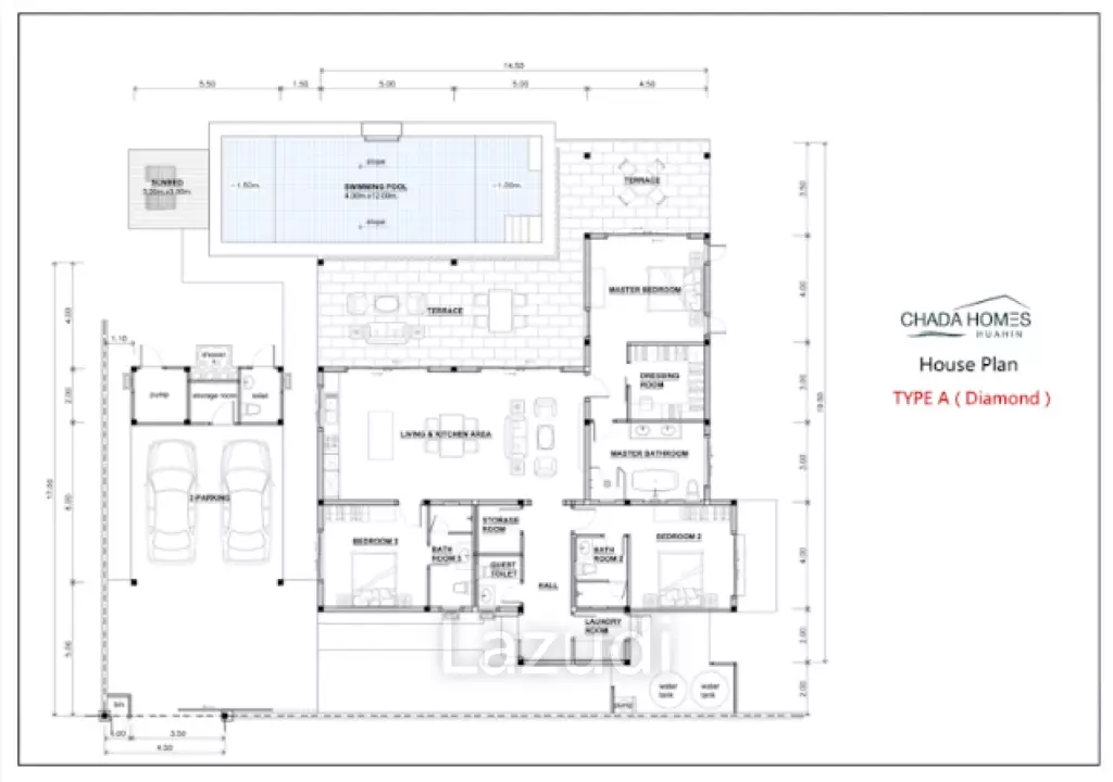 314 sqm pool villa in Thap Tai Hua Hin | Chada Homes new build on 752 sqm land