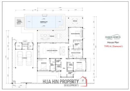 314 sqm pool villa in Thap Tai Hua Hin | Chada Homes new build on 752 sqm land