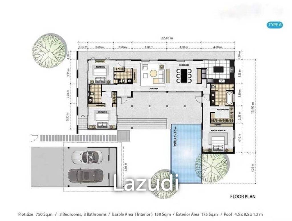 3 Beds 3 Baths 333 SQ.M Chaum Haus Pool Villas Phase 1