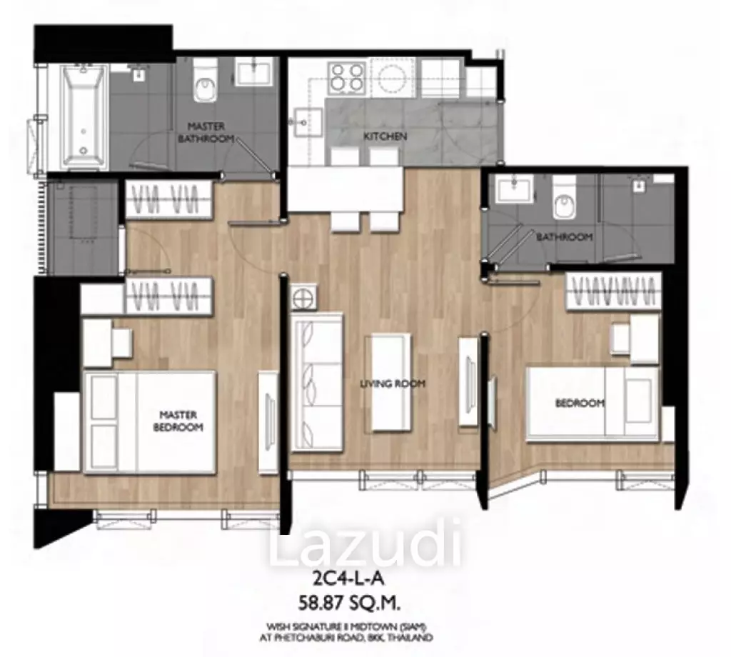 2 Bed 57.69  SQ.M Wish Signature II Midtown Siam