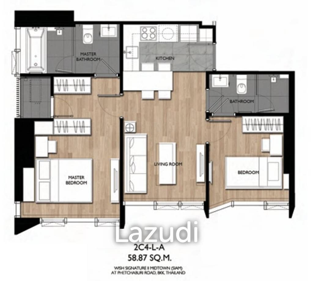 2 Bed 2 Bath 57.69  SQ.M Wish Signature II Midtown Siam