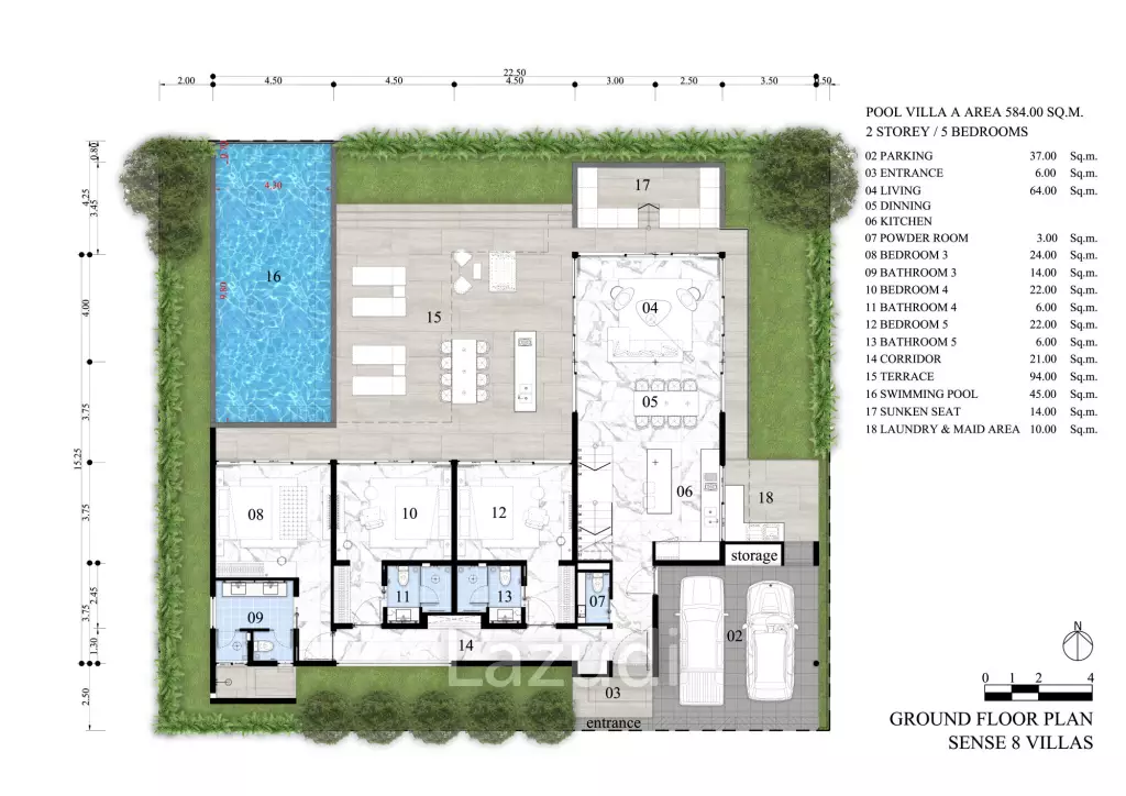 5 Bedroom-Luxury Seaview Villa in Chaweng Noi Ko Samui for Sale