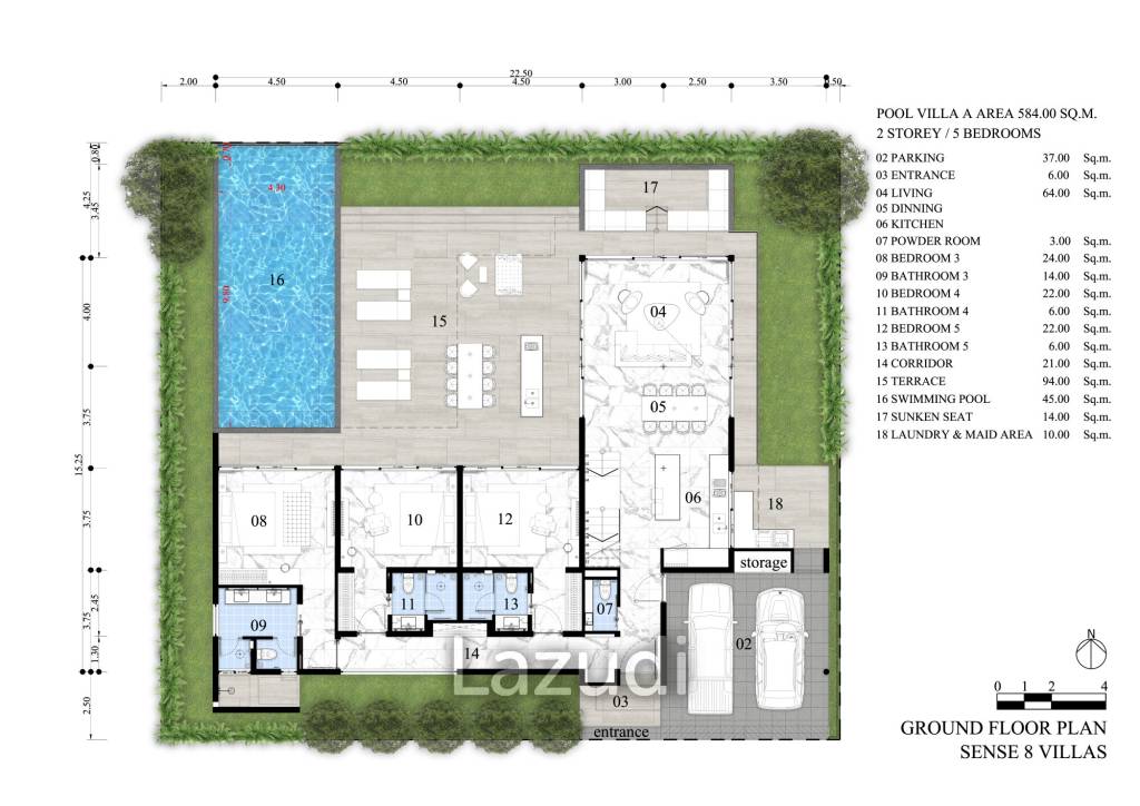 5 Bedroom-Luxury Seaview Villa in Chaweng Noi Ko Samui for Sale