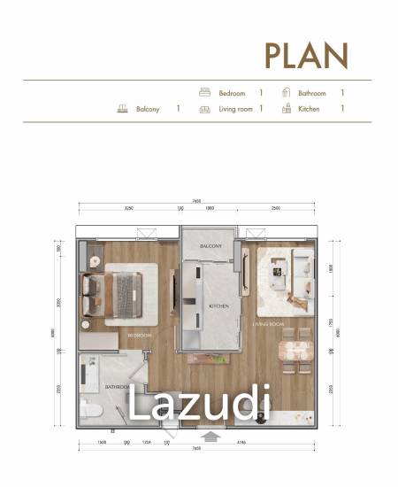 1 Bed 1 Bath 47.10 SQ.M Le Chamonix Phase 2