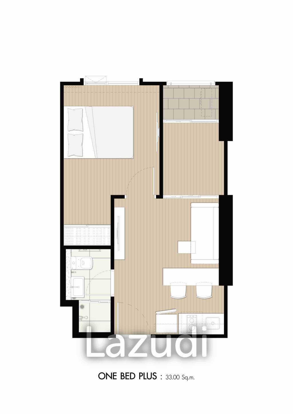 1 Bed Plus 1 Bath 33.05 SQ.M. Denim Jatujak Building C