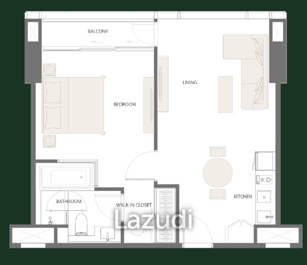 1 Bed 1 Bath 53.33 SQ.M. The Strand Thonglor