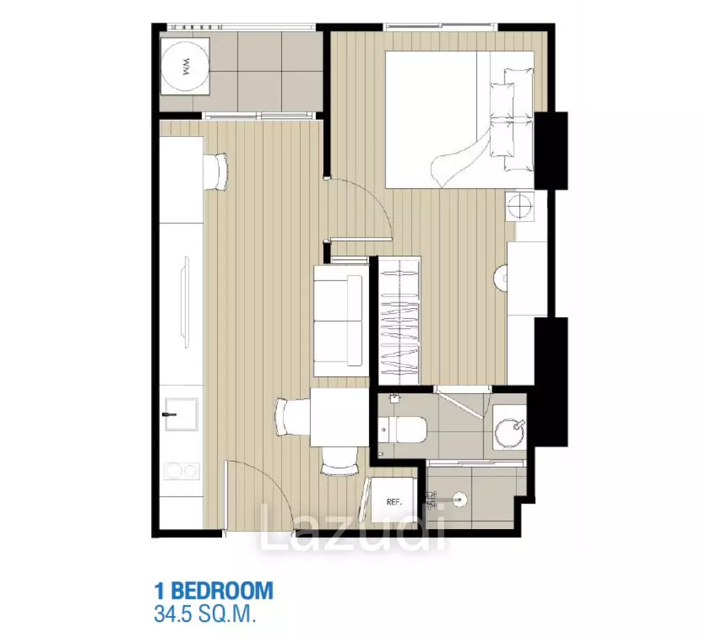 1 Bed 1 Bath 30.17 SQ.M. Ideo Sukhumvit – Rama 4