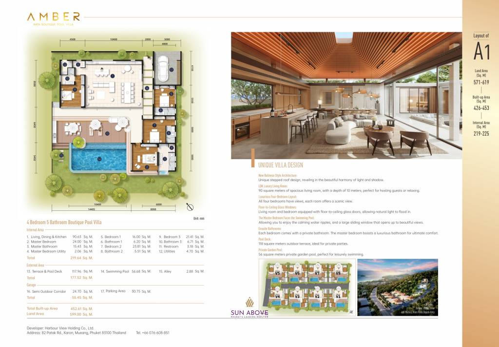 4 Bed 5 Bed 452.61 SQ.M Amber Kata Boutique Pool Villa