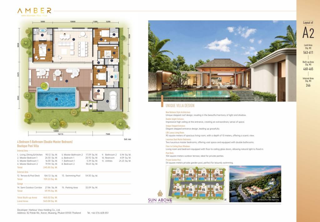 4 Bed 5 Bath 465.02 SQ.M Amber Kata Boutique Pool Villa