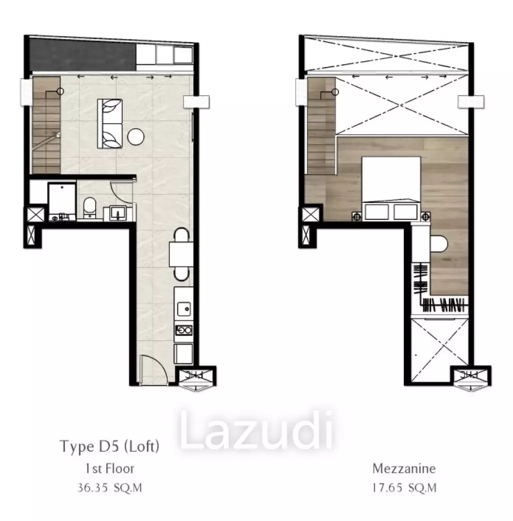 1 Bed Duplex 1 Bath 50.51 SQ.M Walden Asoke