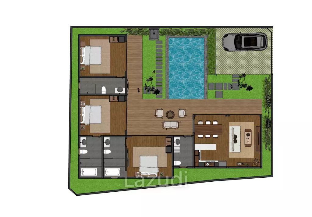 Luxury Bali Villa with Merbau Wood Finishes for Sale in Sanur