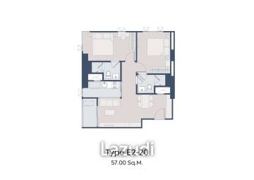 2 Bed 2 Bath 57 SQ.M Life Charoennakhon-Sathorn