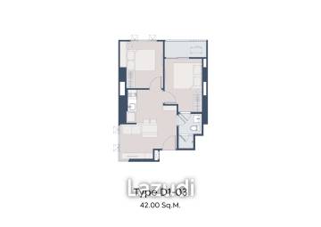 2 Bed 1 Bath 42 SQ.M Life Charoennakhon-Sathorn