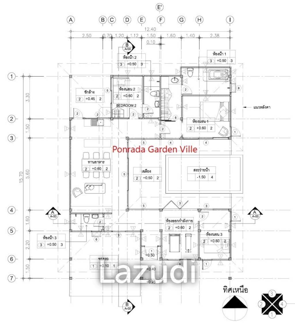 3 bed 3 Bath 190.50 SQ.M Ponrada Garden Ville Phase 2