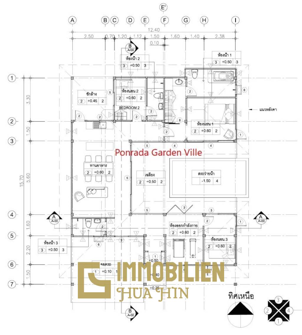 3 bed 3 Bath 190.50 SQ.M Ponrada Garden Ville Phase 2