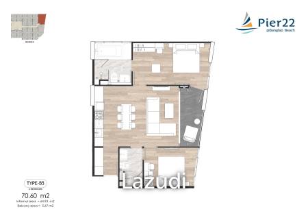 2 Bed 2 Bath 70.60 SQ.M Pier22 @ Bangtao beach