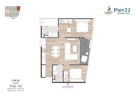 2 Bed 2 Bath 70.60 SQ.M Pier22 @ Bangtao beach