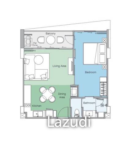 1 Bed 1 Bath 54 SQ.M Skypark Elara- Lakelands