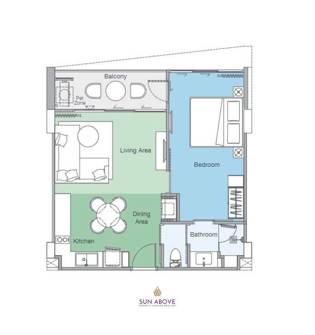 1 Bed 1 Bath 54 SQ.M Skypark Elara- Lakelands