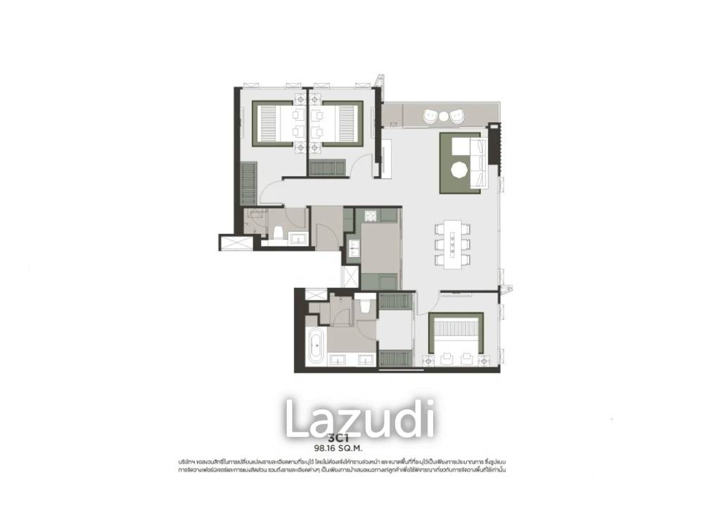 3 Bed 2 Bath 97.45 SQ.M Whizdom The Forestias Petopia