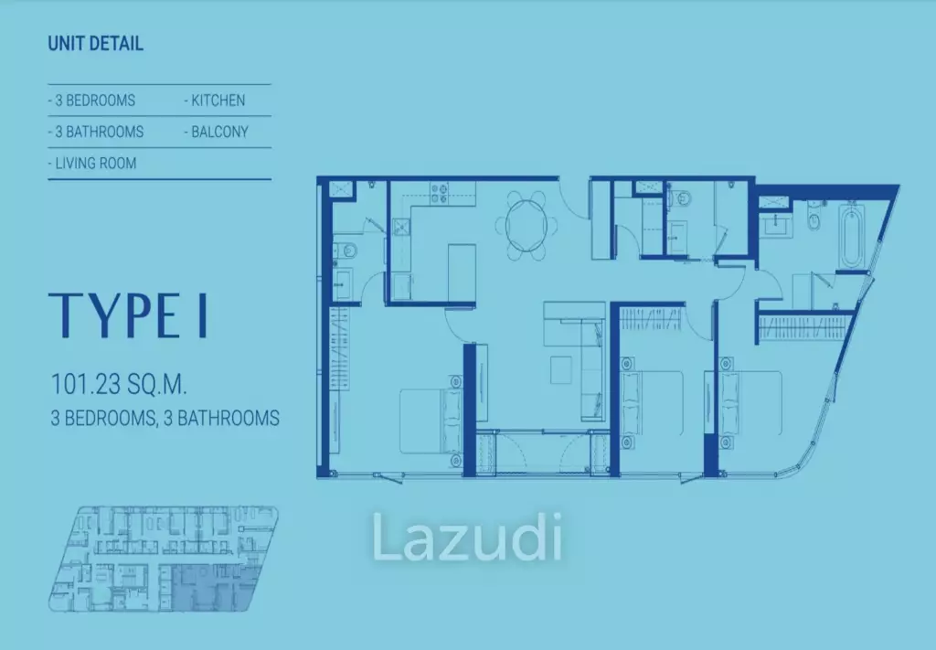 3 Bed 3 Bath 99.21 SQ.M Skyrise Avenue Sukhumvit 64