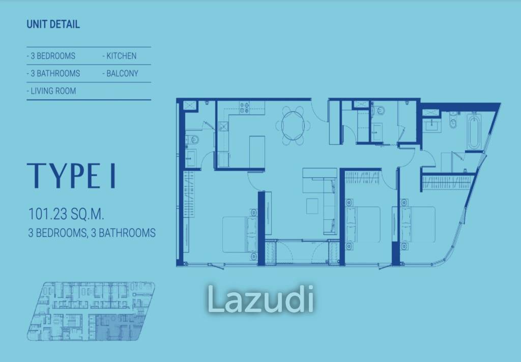 3 Bed 3 Bath 101 SQ.M Skyrise Avenue Sukhumvit 64