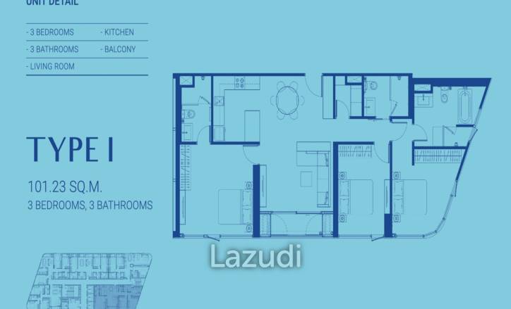 3 Bed 3 Bath 101 SQ.M Skyrise Avenue Sukhumvit 64