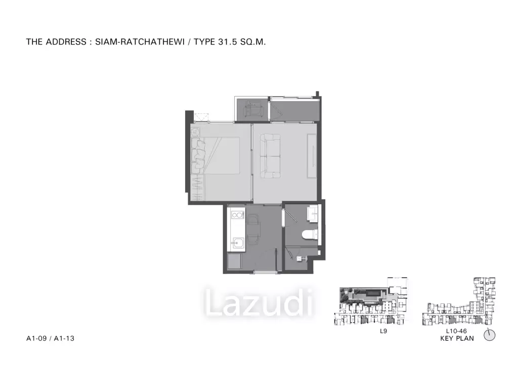 1 Bed 1 Bath 31.64 SQ.M. The Address Siam-Ratchathewi