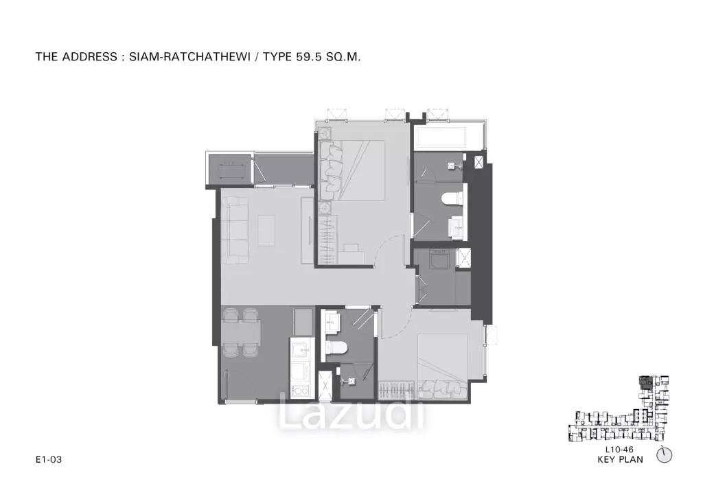 2 Bed 2 Bath 67.45 SQ.M. The Address Siam-Ratchathewi