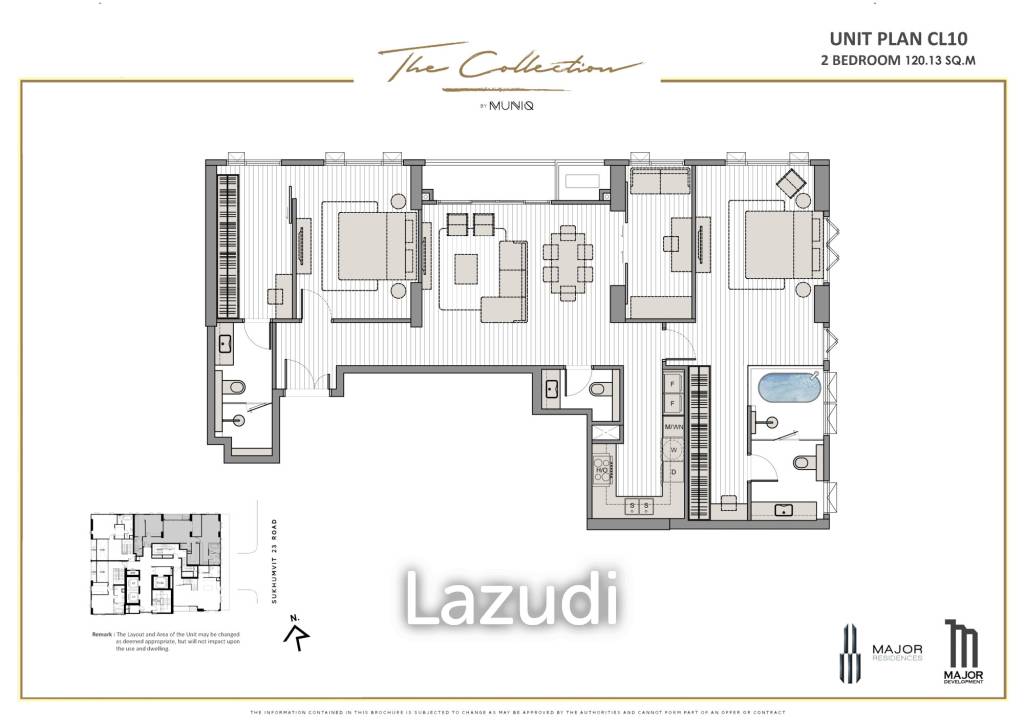 3 Bed 3 Bath 120.13 SQ.M MUNIQ Sukhumvit 23