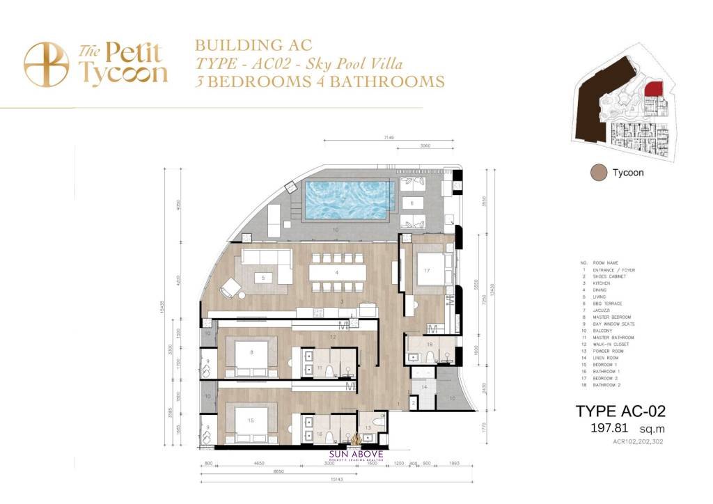 3 Bed 4 Bath 197.81 SQ.M The Petit Tycoon