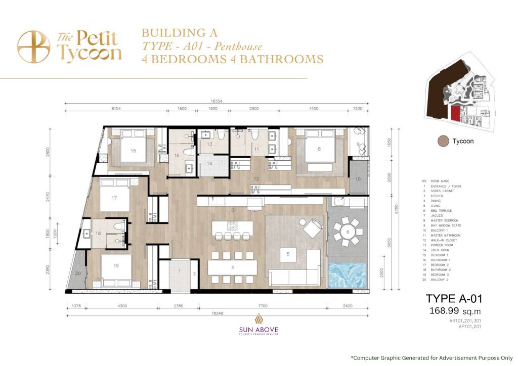 4 Bed 4 Bath 168.99 SQ.M The Petit Tycoon