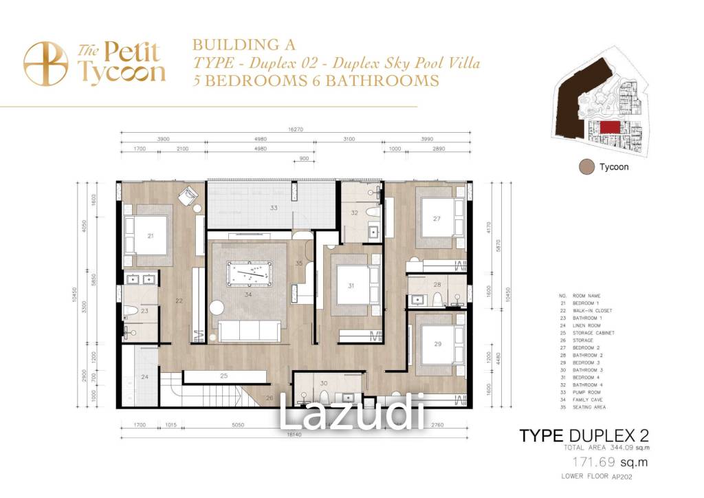 5 Bed 6 Bath 349.17 SQ.M The Petit Tycoon