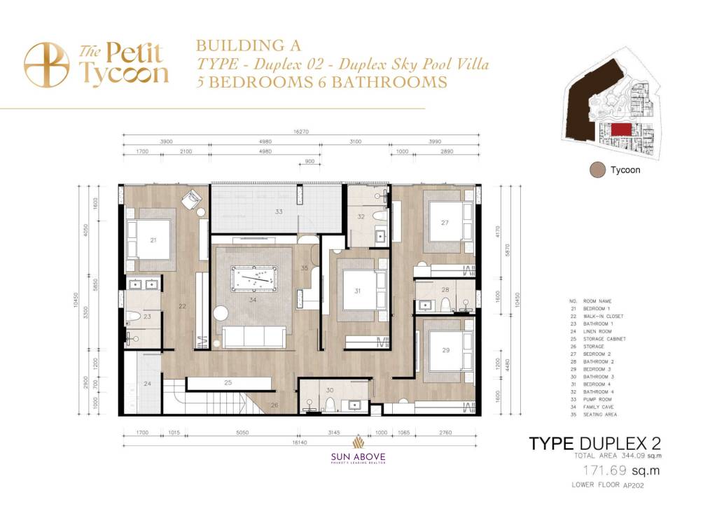 5 Bed 6 Bath 349.17 SQ.M The Petit Tycoon