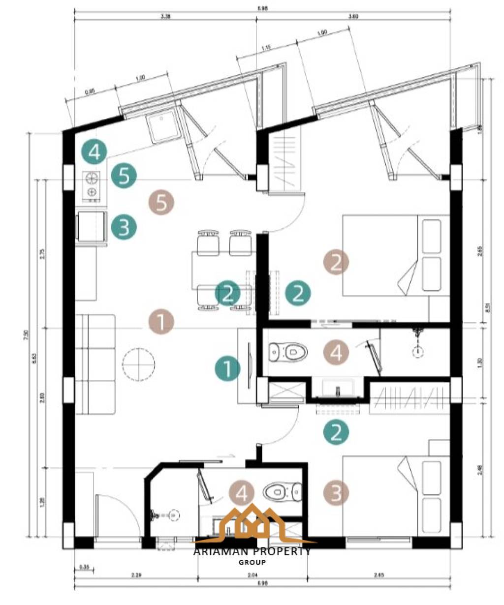 59 m² 2 Chambre 2 Salle de bain Condominium Pour Vente