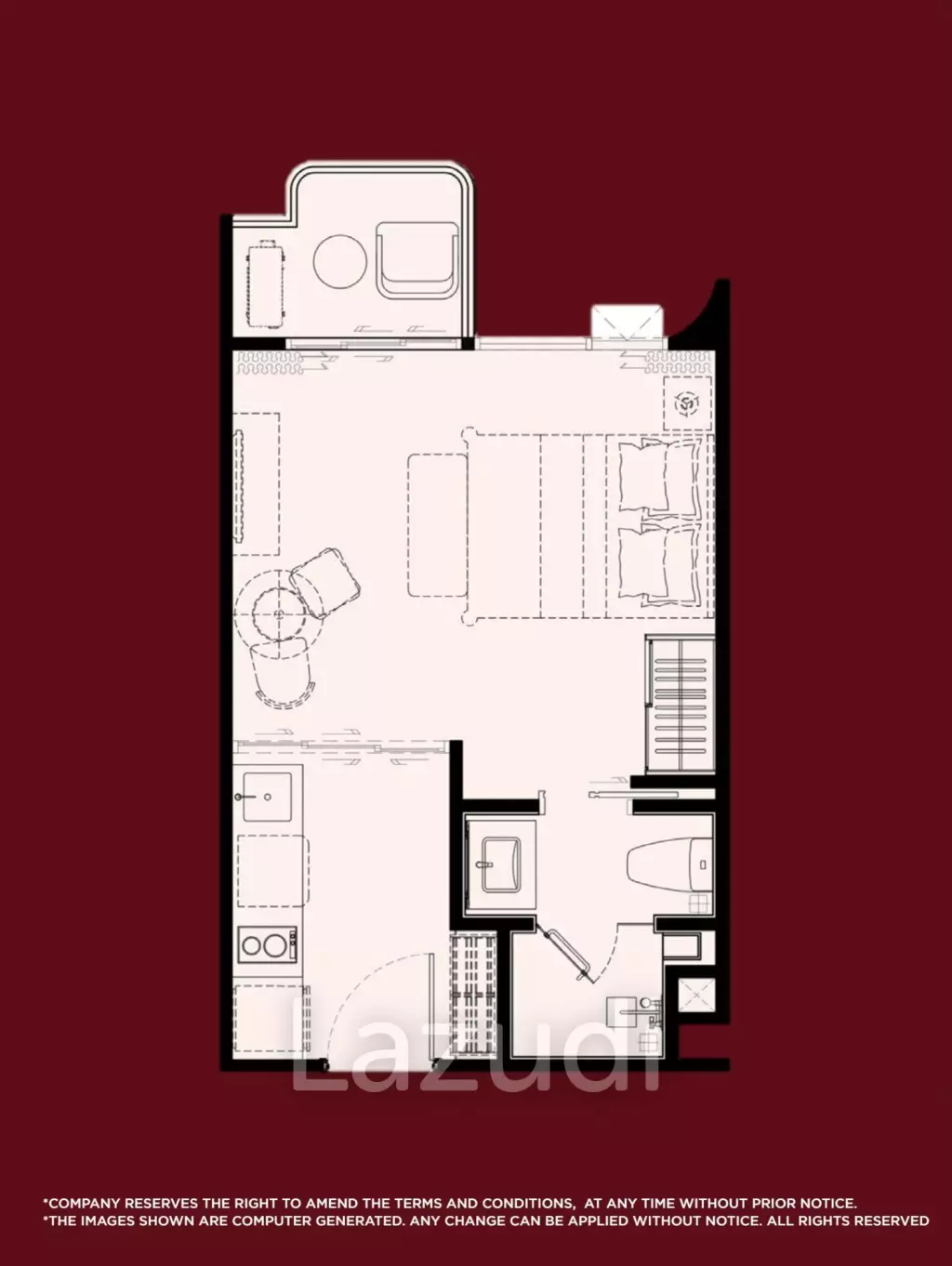 1 Bed 1 Bath 28 SQ.M The Title Artrio Bang-Tao