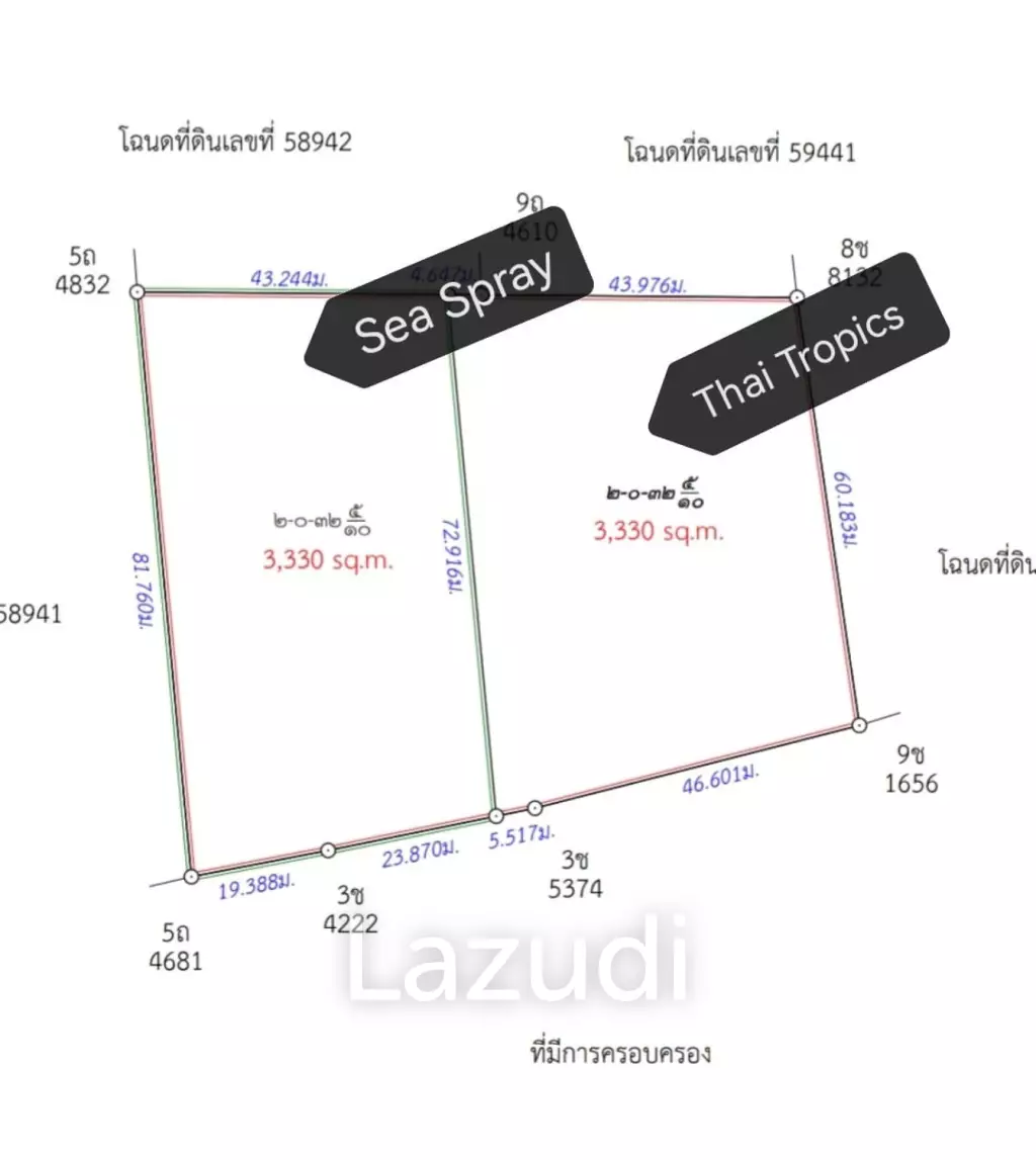 6660 SQM SEA VIEW LAND FOR SALE IN BOPHUT HILLS
