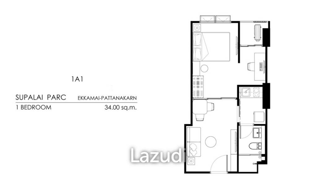 1 Bed 34 SQ.M Supalai PARC Ekkamai-Pattanakarn