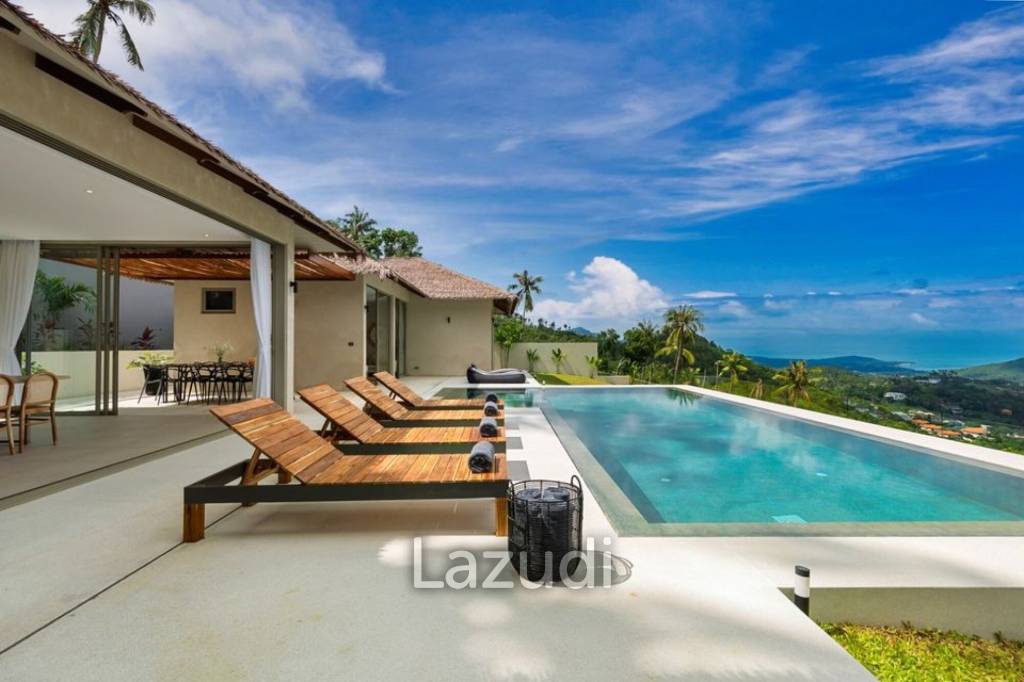 Exquisite 4-Bedroom Bali-Style Villa with Panoramic Sea Views and Luxury Finishes